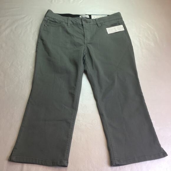 Liz Claiborne Classic Skinny Capris Moss Gray 10 - Picture 4 of 12